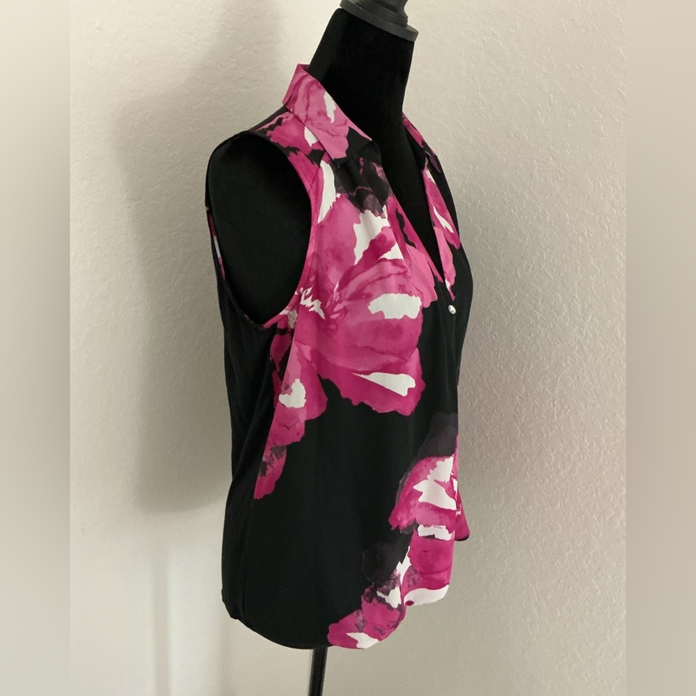 INC Women’s Sleeveless Black Pink Floral Peony Print Blouse M NWT - Picture 7 of 13